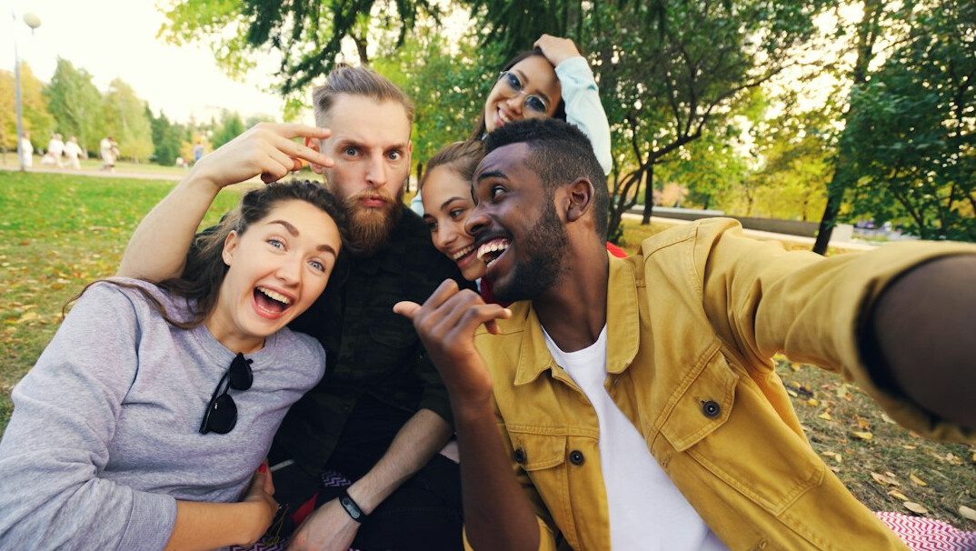 diverse friends talking