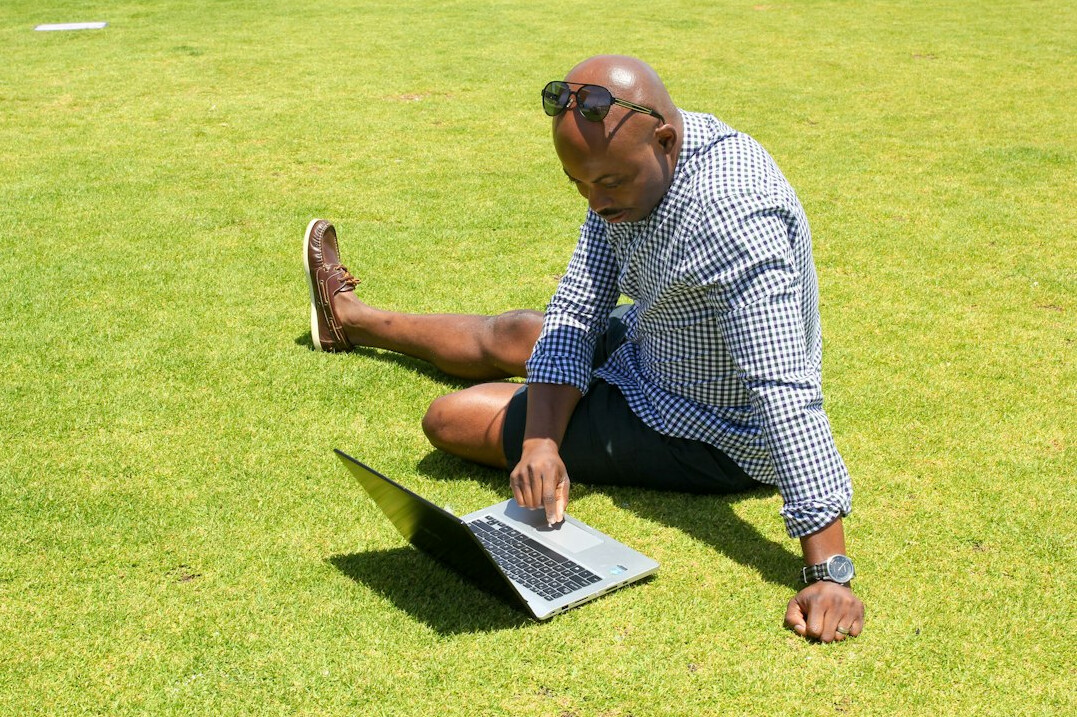 elderly person with laptop