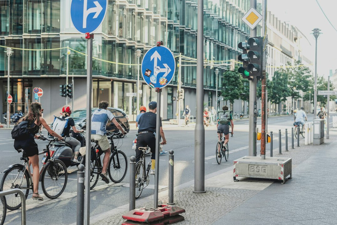 people biking in german city
